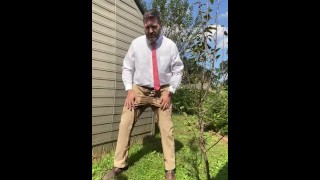 Rex Mathews humiliated pissing himself in shirt and tie jerk