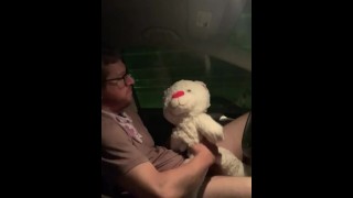 Public Plushie Porn Fucking My Teddy Bear in My Car in a Par