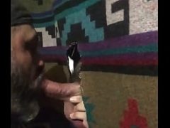 Married man edges his uncut cock at Gloryhole