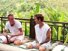 Gay Teen Boys Oil Massage and Footjob In Tropic Paradise