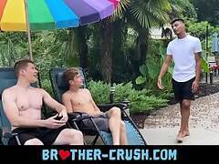Horny brothers lick and fuck their hot ass Latin cousin BROT