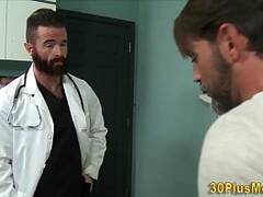 Bear doctor sixtynines with mature patient