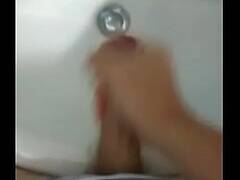 Hot young boy jerking off and cumming in the sink after exam