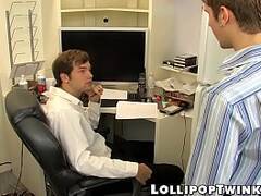 Young man has steamy anal sex with his twink boss at work