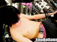 Emo twink Aiden Riley tugging on his stiff dick 2