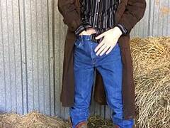 Hung Cowboy Jack Snowhill Jacking Solo in Shed and Shoots Hu