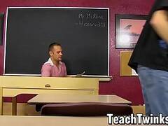 Twink sucking off stud teacher before doggystyle pounding