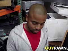 Black dude hardcore ass fucked in spitroast 3way in pawnshop