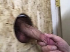 Sucking some hairy dicks through gloryhole