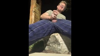 Masturbating Outside Blonde Cutie Cumming With His Big Hard 