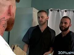 Doctors spitroast and sperm hairy bear