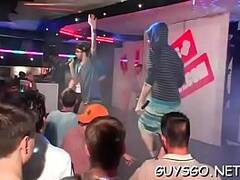 Everydoby gets a stiff dick at a insane gay sex party