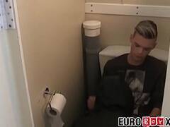 Young Euro twinks bareback in a coffee shop toilette