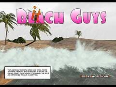 Hawaii Queens Surf Beach 3D Gay Animated Comics