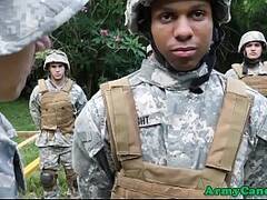 Army troop assfuck outdoors during training