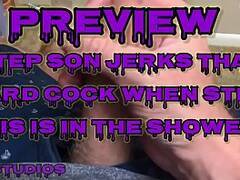 Step Son Jerks That  Hard Cock When Step  Sis Is In The Show