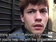 Latino college boy paid cash to fuck camera mans friend