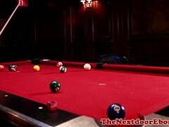 African gay hunk drilled on pool table