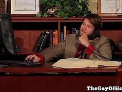 Gay officesex hunk assfucked by his boss
