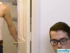 Big guy ass fucks his younger stepbrothers virgin hole