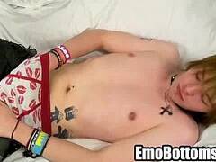 Emo twink Alex Phoenix playing with his hard cock