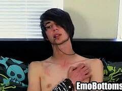 Emo twink Tommy May has a smoke while jerking off024 2