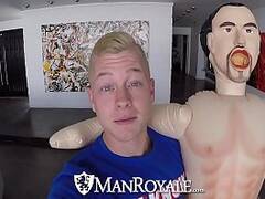 ManRoyale Blow up doll play turns into fuck with Leo Luckett