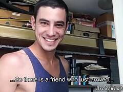 Banana guide latino and long haired male gay porn star With 