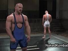 Muscle bare gays wrestling on mats