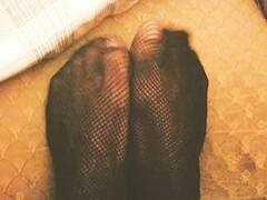 Ebony Toes Feet In Fishnets