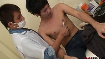 Slim Asian patient barebacked by doctor for cumshot