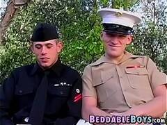 Horny navy twinks sucking each other off in the woods