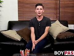 Big booty twink interviewed before masturbating harshly