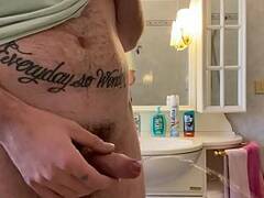 Andy Candy masturbates after the gym before taking a shower