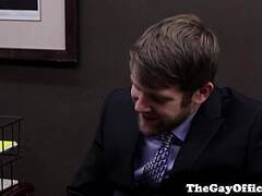 Muscular office hunk seduced by his boss