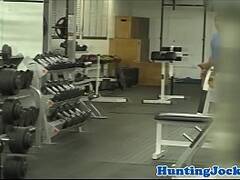 Cocksucking gym stud gets assfucked