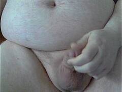 Fat Gay with small cock masturbate and cum