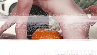Gaycest Horny stepuncle teaches boys how to fuck a pumpkin