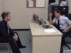 Sexy gays fuck in the office
