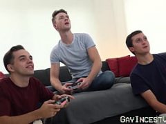 Stepdad caught stepsons bareback and joins with his friend