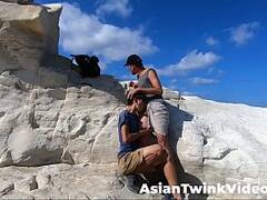 Young Asian Boy Jerking and Sucking Cock on Seaside  AsianTw