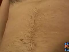 Straight dude shows off his hairy chest while jacking off