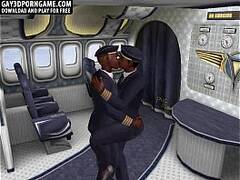 Hot ebony 3D asseating and anal in the mile high club
