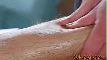 Massaged teen sucks and blows his cum load