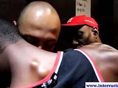 Muscled ebony gays sucking each other