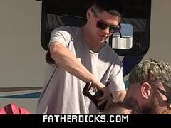 Hairy trailer park dad bangs his boy with his huge cockFATHE