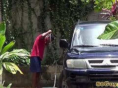 Gay african twinks fucking at outdoor carwash