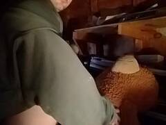 Fucking my teddy bear in the shed