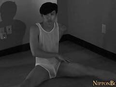 Gay asian does nude yoga