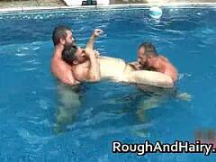 Outdoor threesome gay scene with dudes gay video